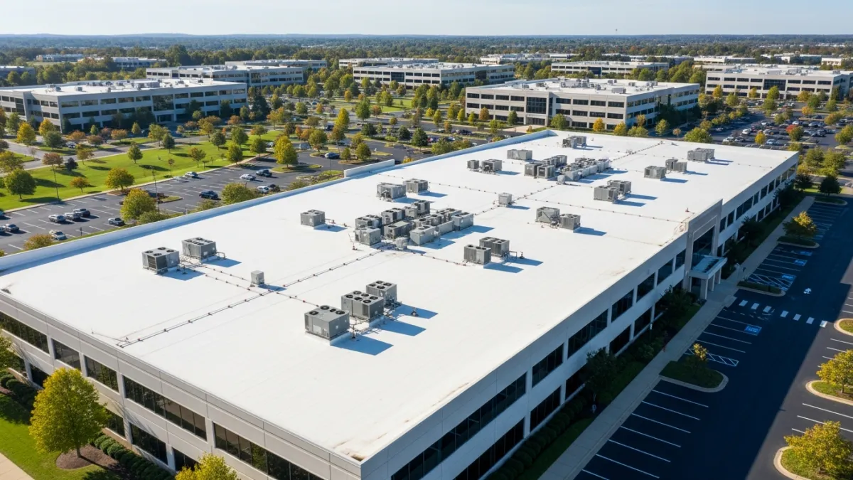 Commercial flat roof installation in Northern Virginia
