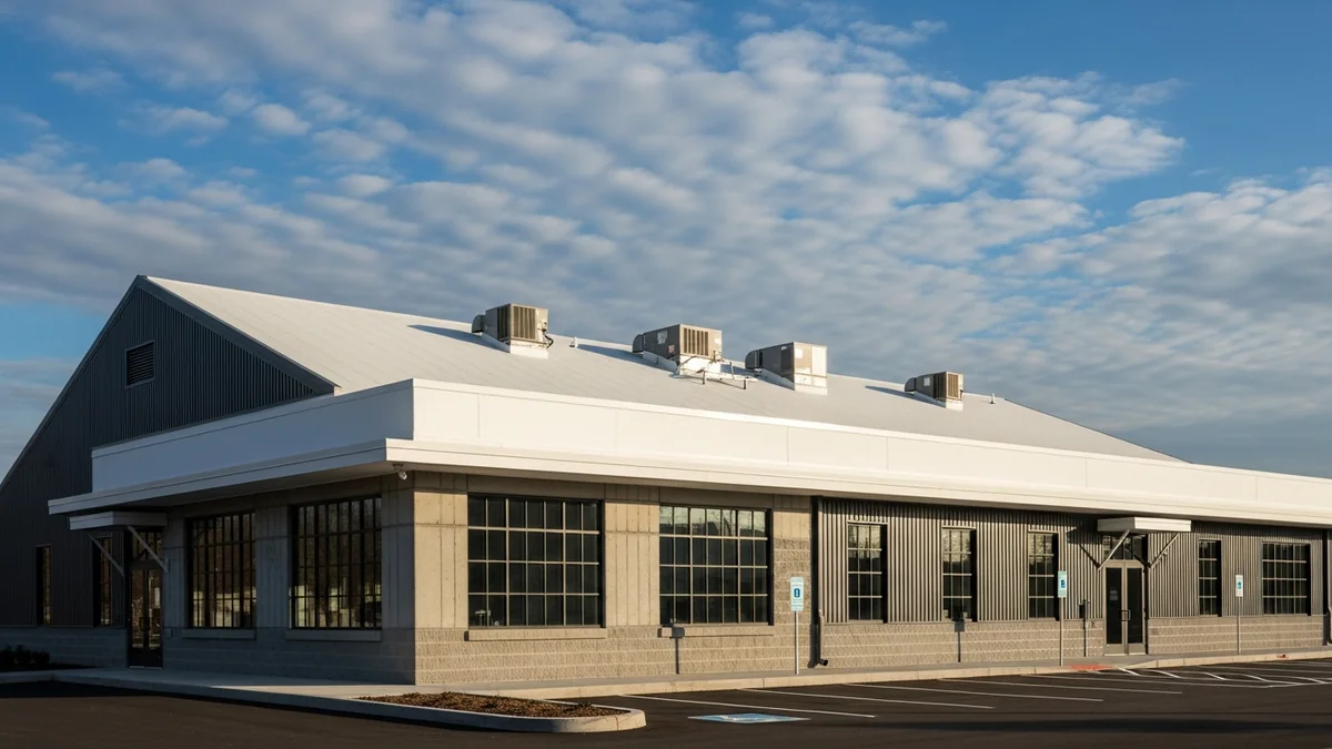 Flat TPO membrane roof and low-slope EPDM roof on Northern Virginia commercial buildings comparison