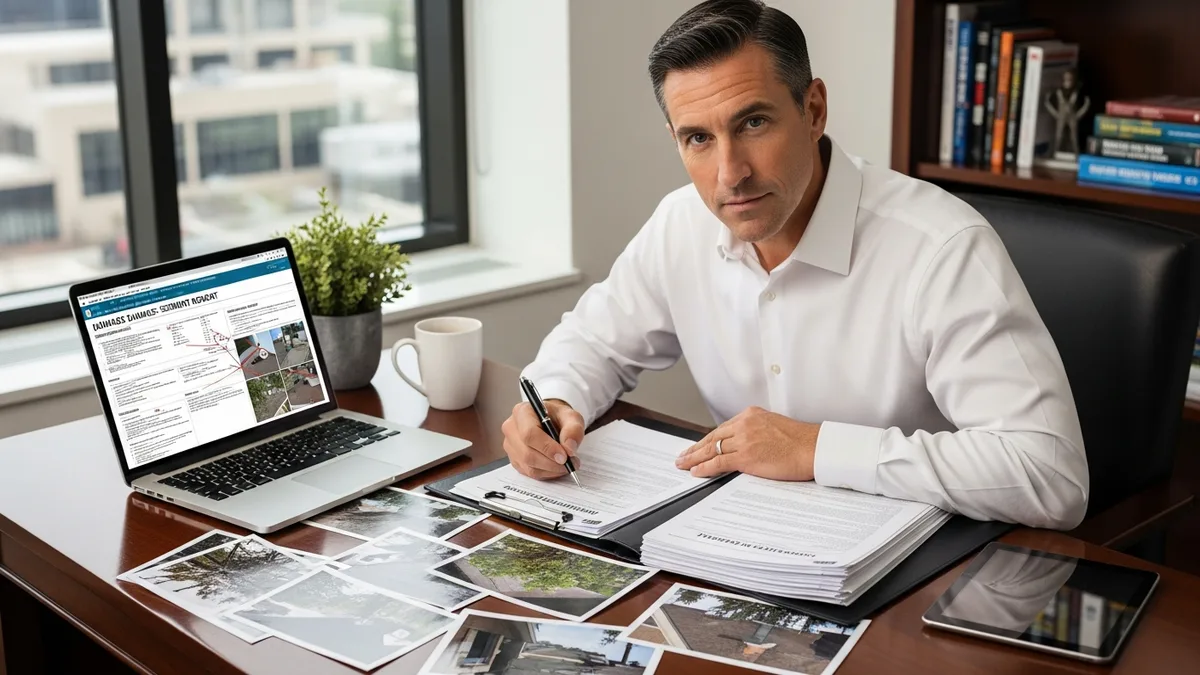 Roofing contractor reviewing insurance supplement documentation