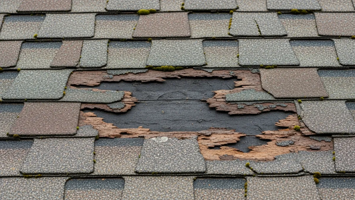 Roof showing signs of aging and damage on a Northern Virginia home