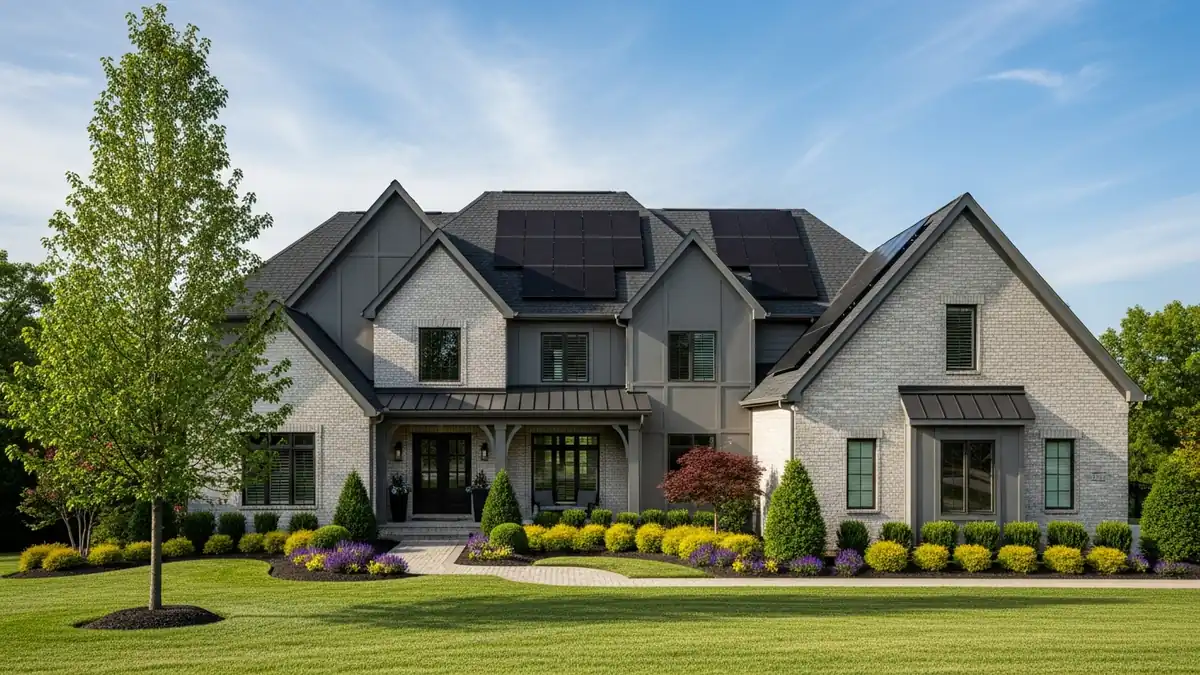 Solar panels installed on architectural shingle roof of a Northern Virginia home